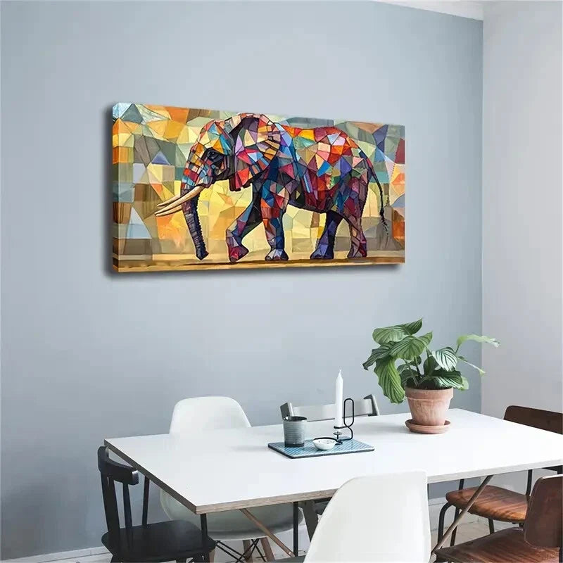 Block Combinations Of Elephants Wall Art Canvas Office Home Room Framed 120x60cm