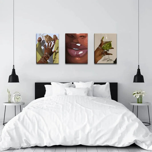 3pcs American Black Women Abstract Metal Print Ready to Hang Art