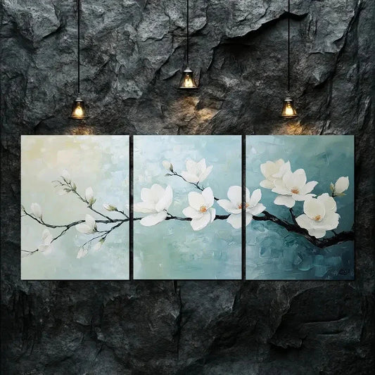 3pcs White Flower Colorful Nature Beauty Perfect Wall Art Set Canvas Framed 40x60cm - High Quality Print 100% Australian Made Wall Canvas Ready to Hang