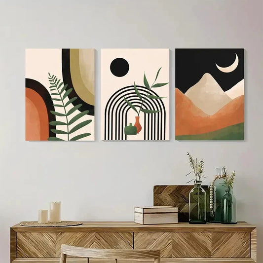 3pcs Minimalist Geometric Wall Art Set Canvas Framed 40x60cm - High Quality Print 100% Australian Made Wall Canvas Ready to Hang