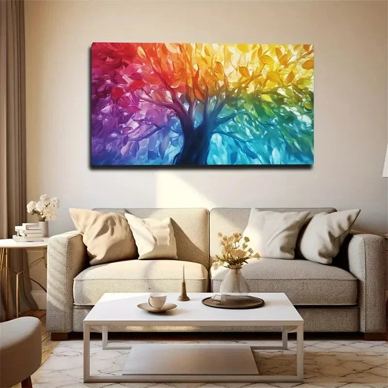 Modern Bohemian Glossy Wall Art canvas office home room framed 80x45cm