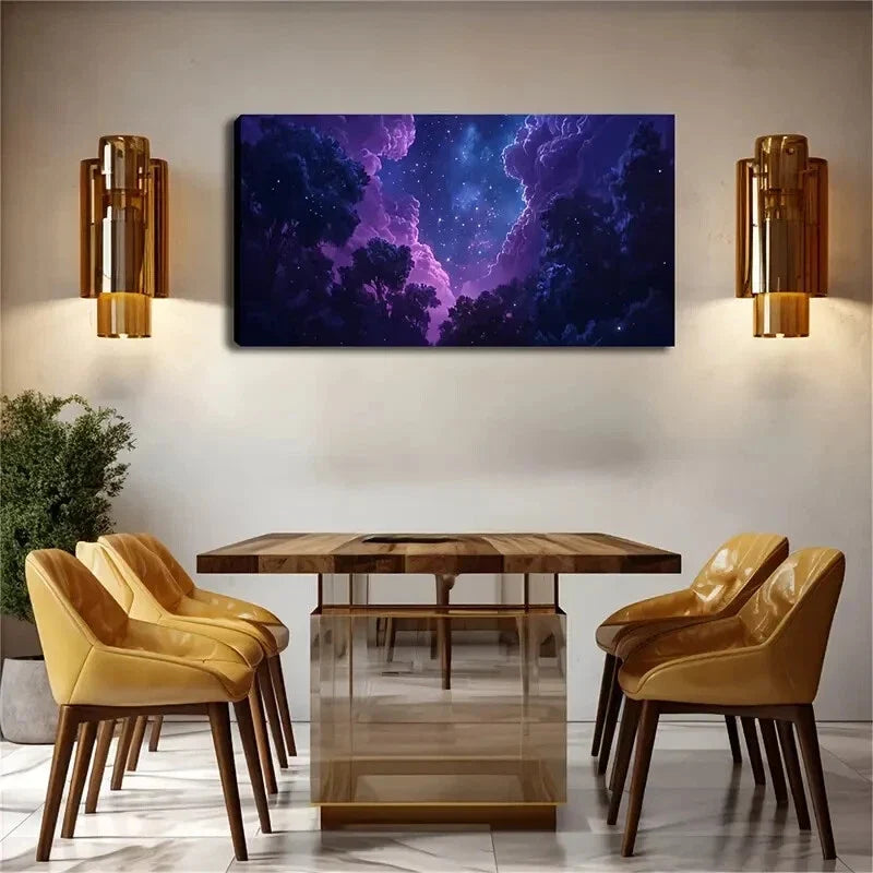 Thick Clouds Also Dyed Purple Wall Art Canvas Office Home Room Framed 120x60cm