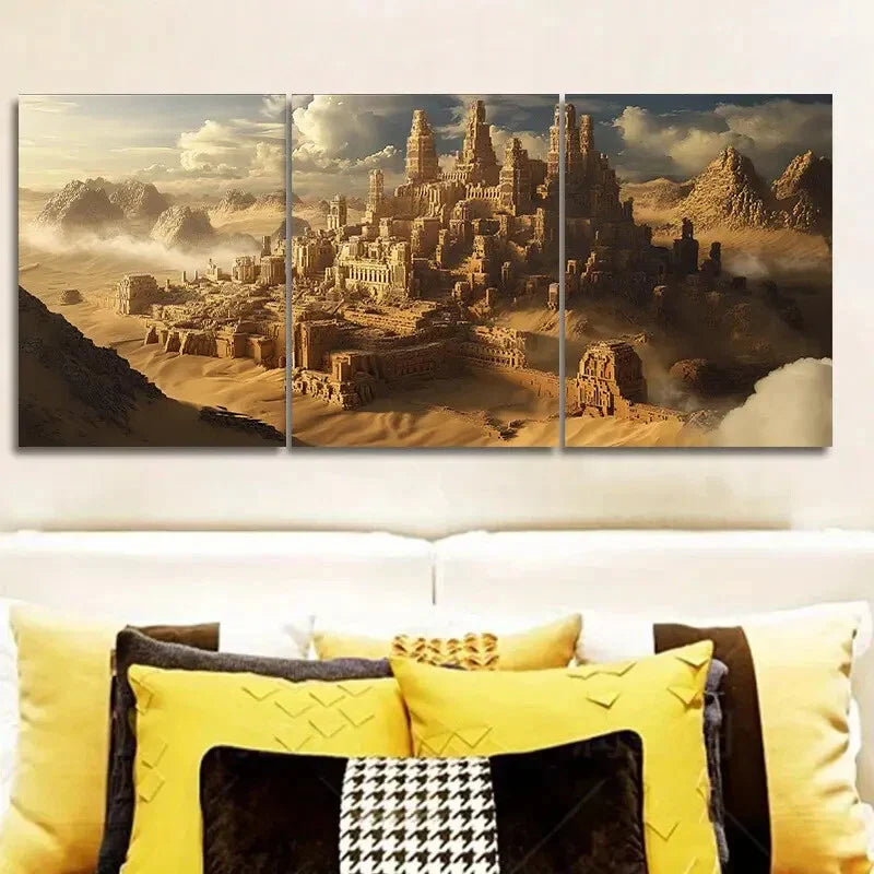 3pcs Ancient city photo Art Painting Metal Print Ready to Hang Art