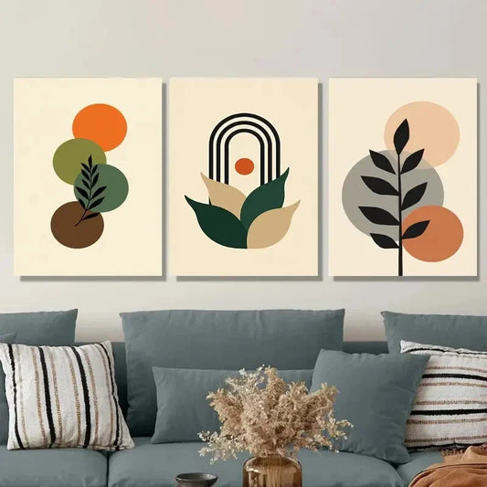 3pcs Modern Abstract Colorful Geometric Metal Print Ready to Hang Art