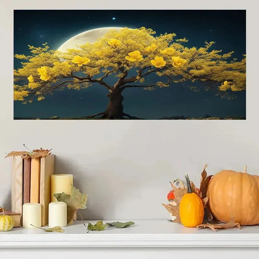 The Rich Tree In The Moonlight Wall Art Canvas Office Home Room Framed 120x60cm