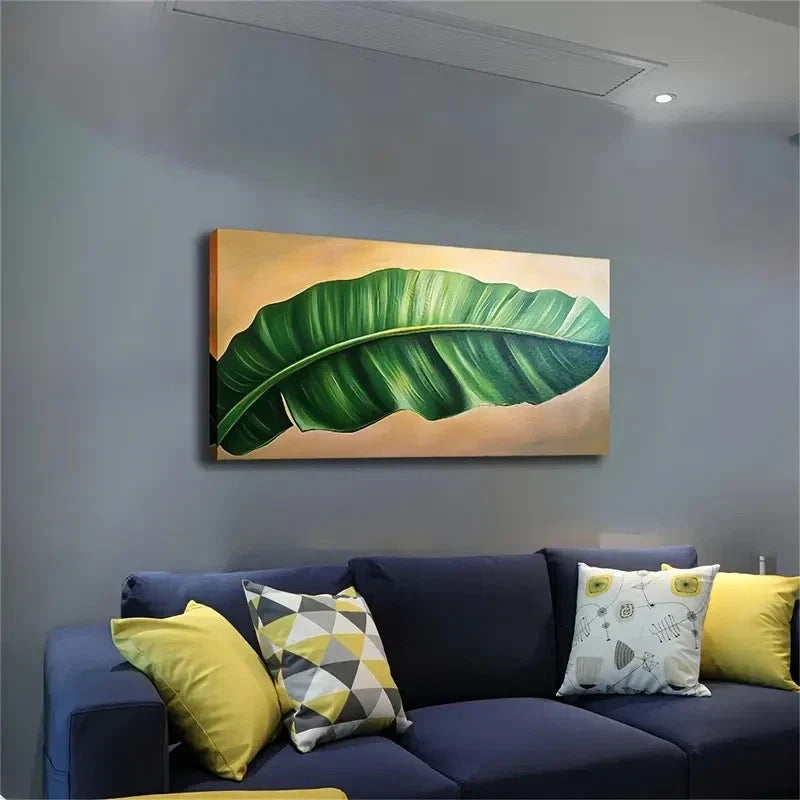 Banana Leaf Vibrant Green Wall Art Canvas Office Home Room Framed 120x60cm