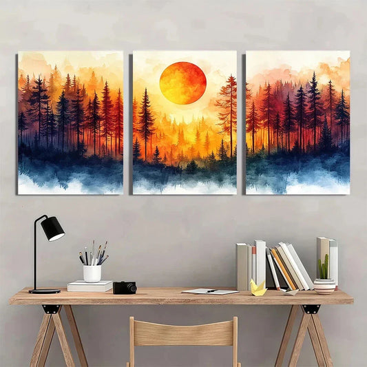 3pcs Silhouette Polyester Paint and Sketch Metal Print Ready to Hang Art