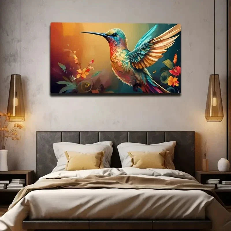 Colorful Floral Winter Wall Art Canvas Office Home Room Framed 80x45cm