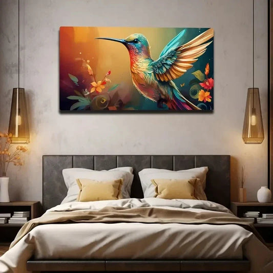 Colorful Floral Winter Wall Art Canvas Office Home Room Framed 80x45cm