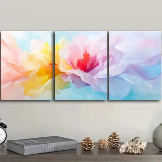 3pcs Triptych Abstract Fluid Colourful Modern Metal Print Ready to Hang Art