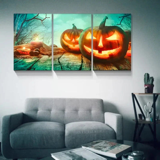 3pcs Three Piece Halloween Painting Metal Print Ready to Hang Art
