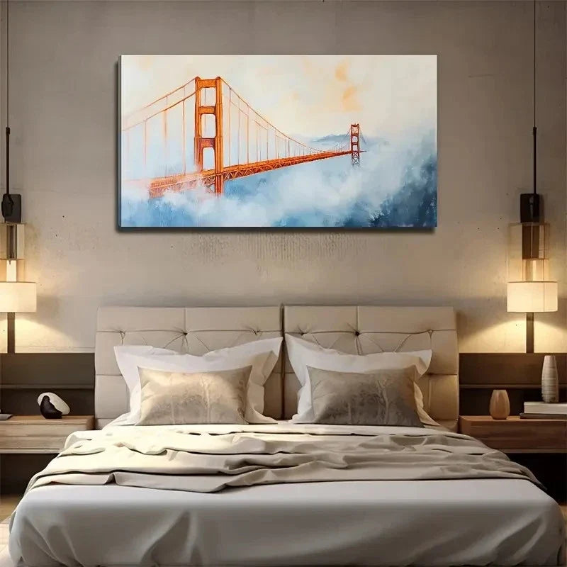 Golden Gate Bridge Wall Art Canvas Office Home Room Framed 120x60cm