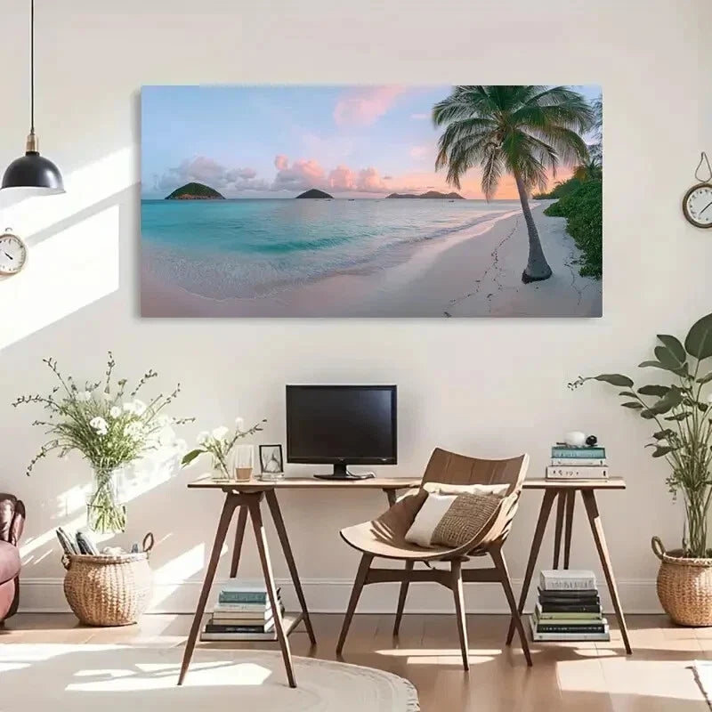 Vibrant Sunset Sky & Ocean Wave Wall Art Canvas Office Home Room Framed 120x60cm