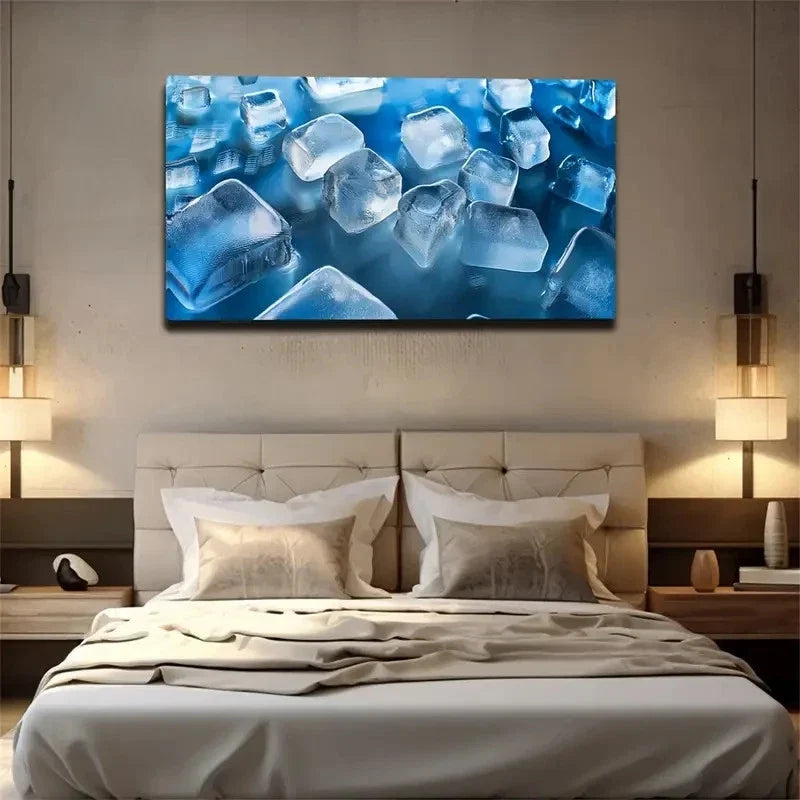 Lump Of Ice Scattered Wall Art Canvas Office Home Room Framed 80x45cm