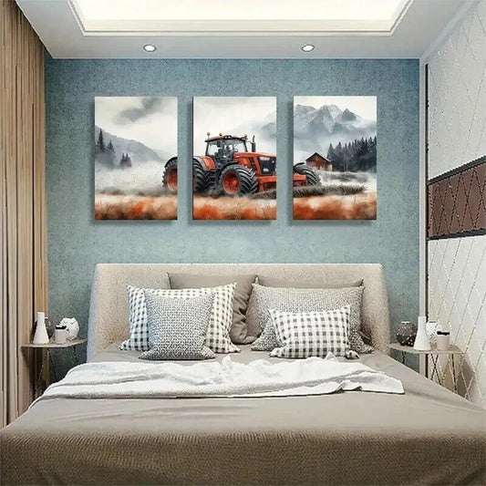 3pcs Farm Tractor Field Majestic Perfect Wall Art Set Canvas Framed 40x60cm - High Quality Print 100% Australian Made Wall Canvas Ready to Hang