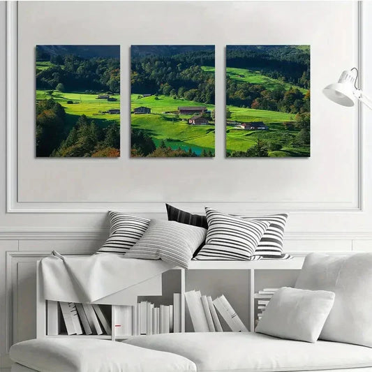 3pcs Plant Mountain Green Nature Metal Print Ready to Hang Art