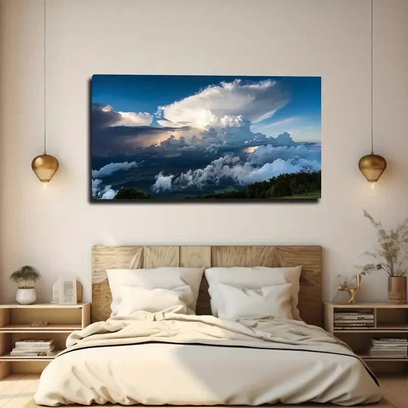 White Cloud Close-Up Wall Art Canvas Office Home Room Framed 80x45cm