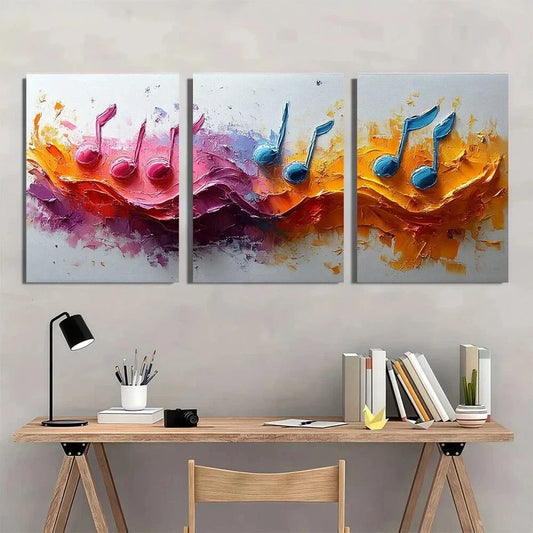 3pcs Painting Abstract Colorful Music Metal Print Ready to Hang Art