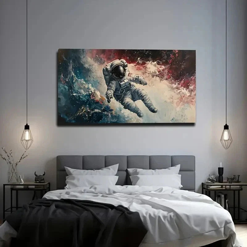 Astronaut In Colourful Clouds Wall Art Canvas Office Home Room Framed 120x60cm