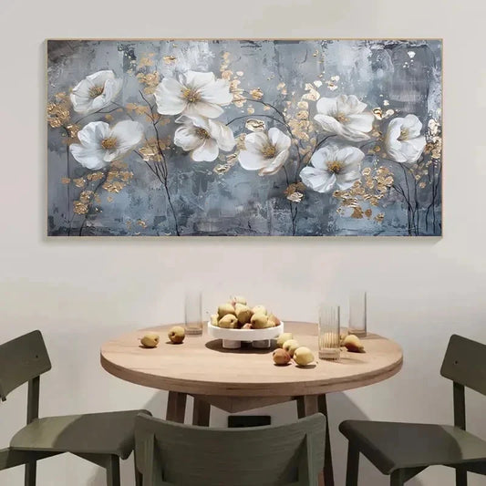 Graffiti With White Flowers Wall Art Canvas Office Home Room Framed 120x60cm