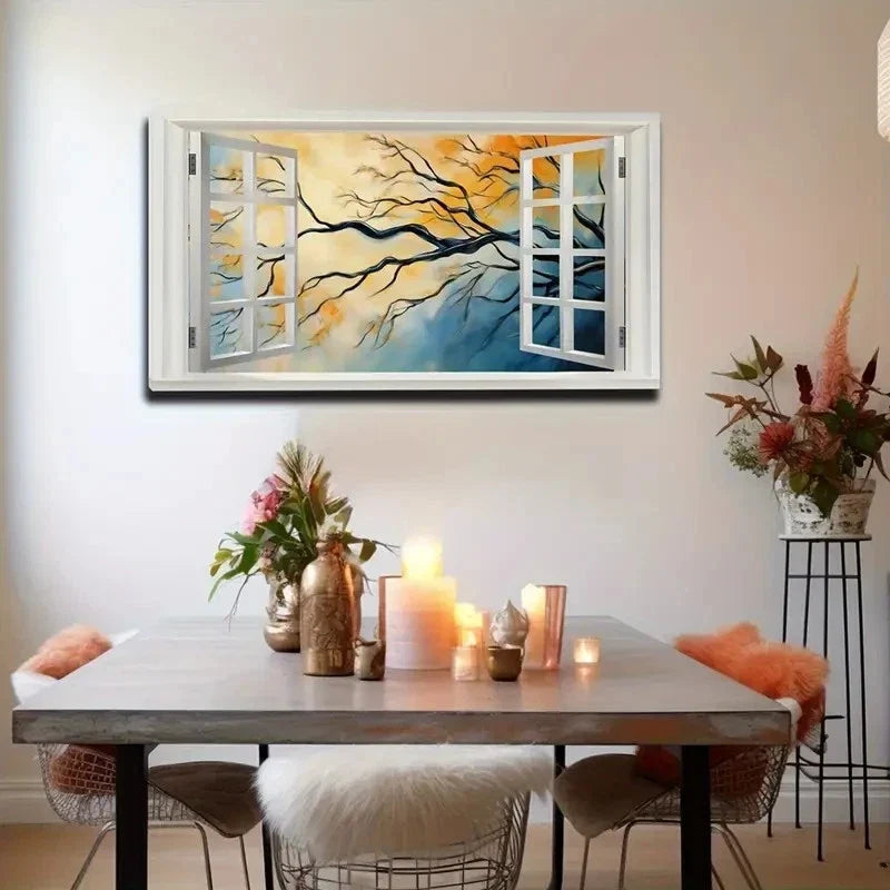 Unique Branch Design Wall Art canvas office home room framed 120x60cm