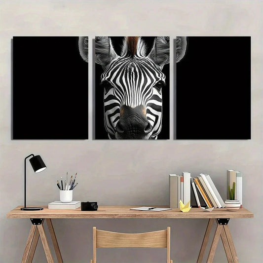 3pcs Vintage Zebra Wild Animal Metal Print Ready to Hang Art