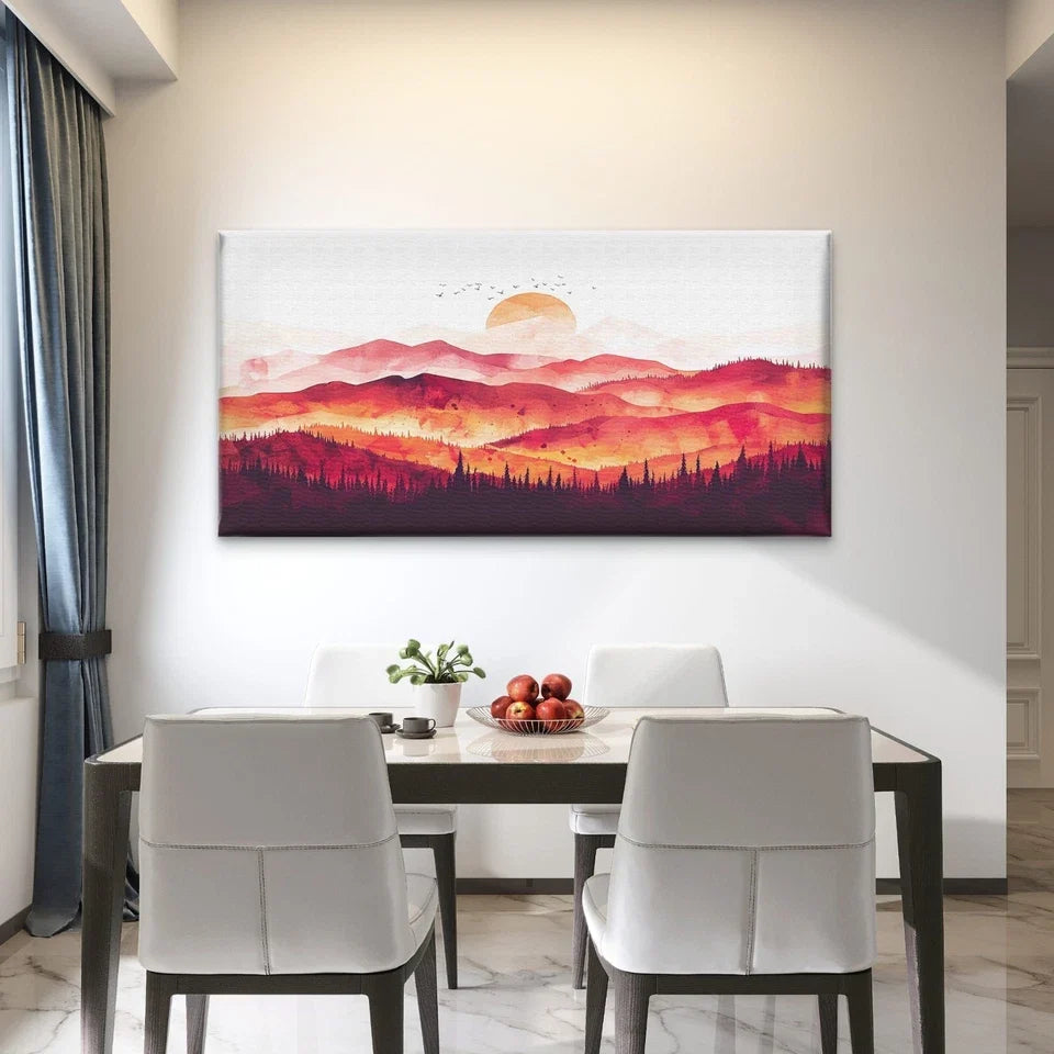 Abstract Art Watercolor Paintin Wall Art Canvas Office Home Room Framed 80x45cm