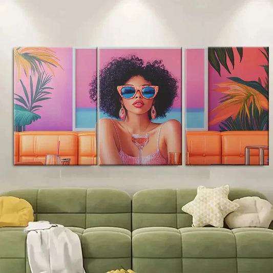 3pcs Retro Trendy Girly Aesthetic Bar Cart Metal Print Ready to Hang Art