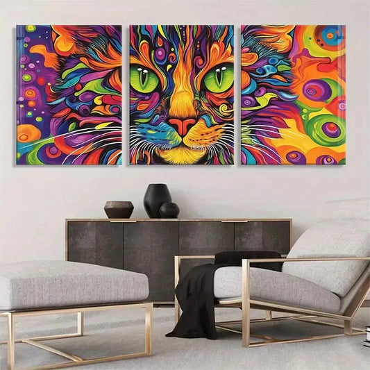 3pcs Colorful Swirls and Bold Patterns Metal Print Ready to Hang Art