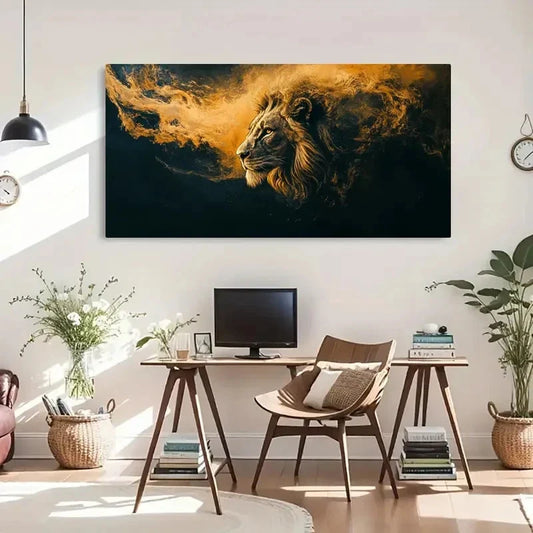 Majestic Lion Aesthetic Décor Wall Art Canvas Office Home Room Framed 120x60cm