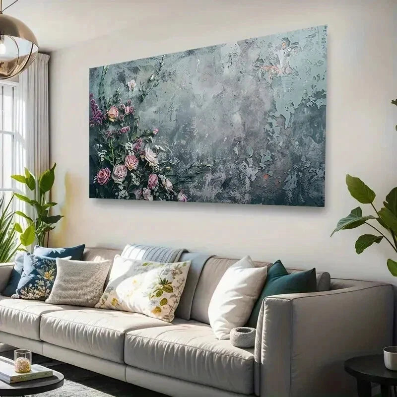 Large Pink Roses & Greenery Wall Art Canvas Office Home Room Framed 120x60cm