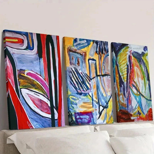 3pcs Brushwork Abstract Decorative Painting Wall Art Set Canvas Framed 40x60cm - High Quality Print 100% Australian Made Wall Canvas Ready to Hang