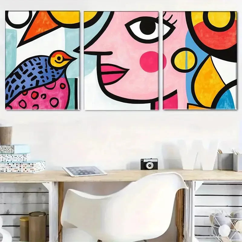 3pcs a pop art aesthetic characterized Wall Art Set Canvas Framed 40x60cm - High Quality Print 100% Australian Made Wall Canvas Ready to Hang
