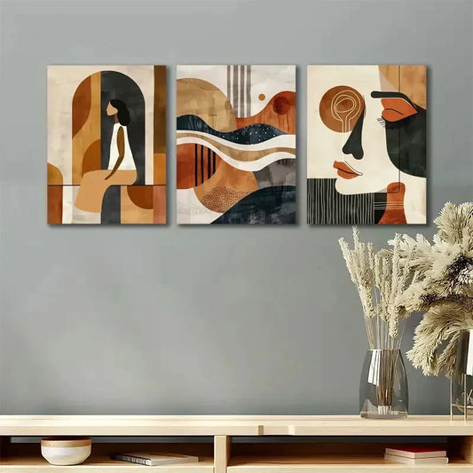 3pcs Abstract Human Portrait Minimalist Metal Print Ready to Hang Art