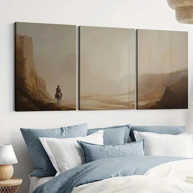 3pcs American Canyon Landscape Horse Vintage Wall Art Set Canvas Framed 40x60cm - High Quality Print 100% Australian Made Wall Canvas Ready to Hang