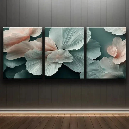 3pcs Green and White Shaded Circles Perfect Wall Art Set Canvas Framed 40x60cm - High Quality Print 100% Australian Made Wall Canvas Ready to Hang