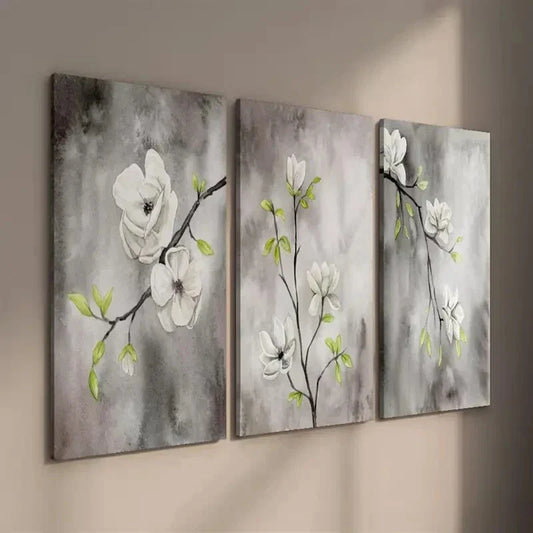 3pcs Dark Preppy Botanical Floral Wall Art Set Canvas Framed 40x60cm - High Quality Print 100% Australian Made Wall Canvas Ready to Hang