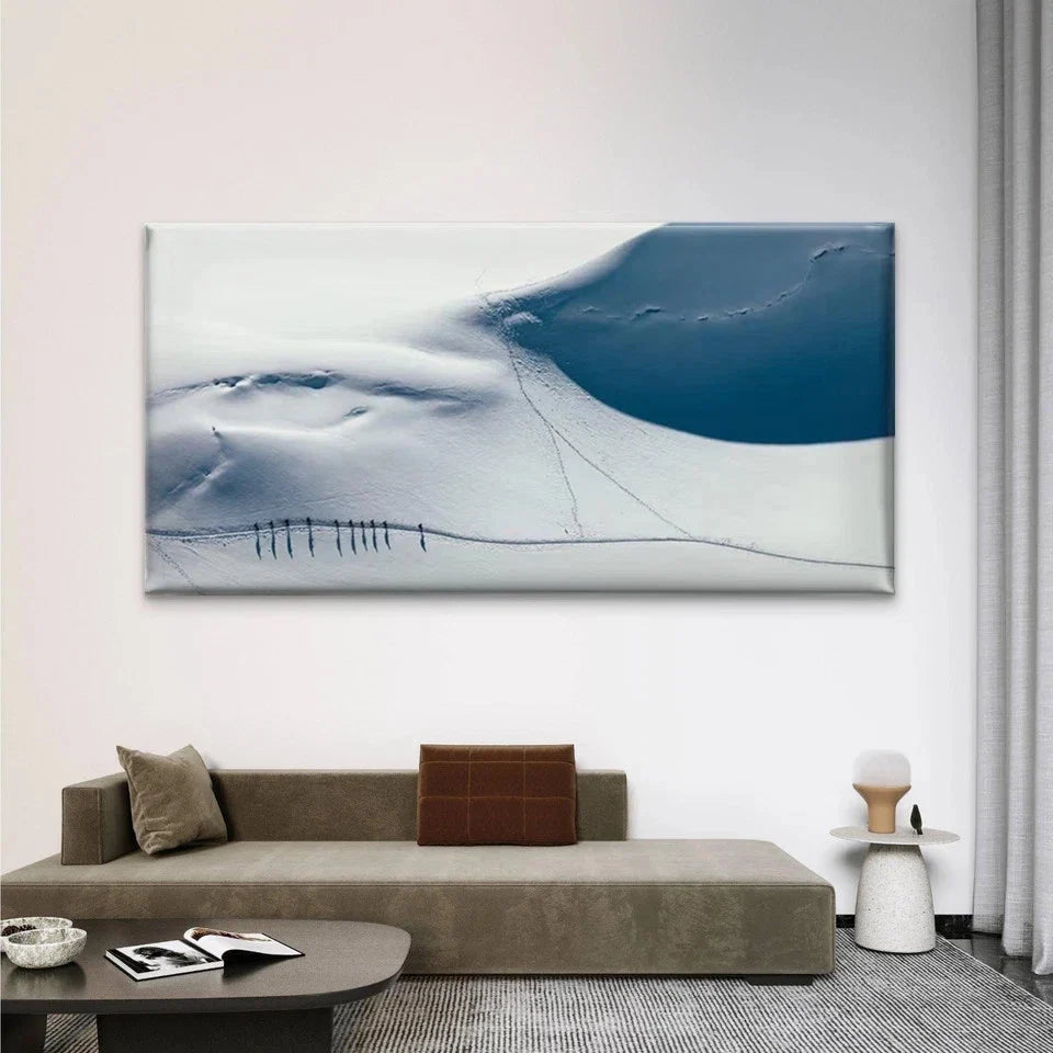 Shadows of People on Snow Wall Art Canvas Office Home Room Framed 80x45cm