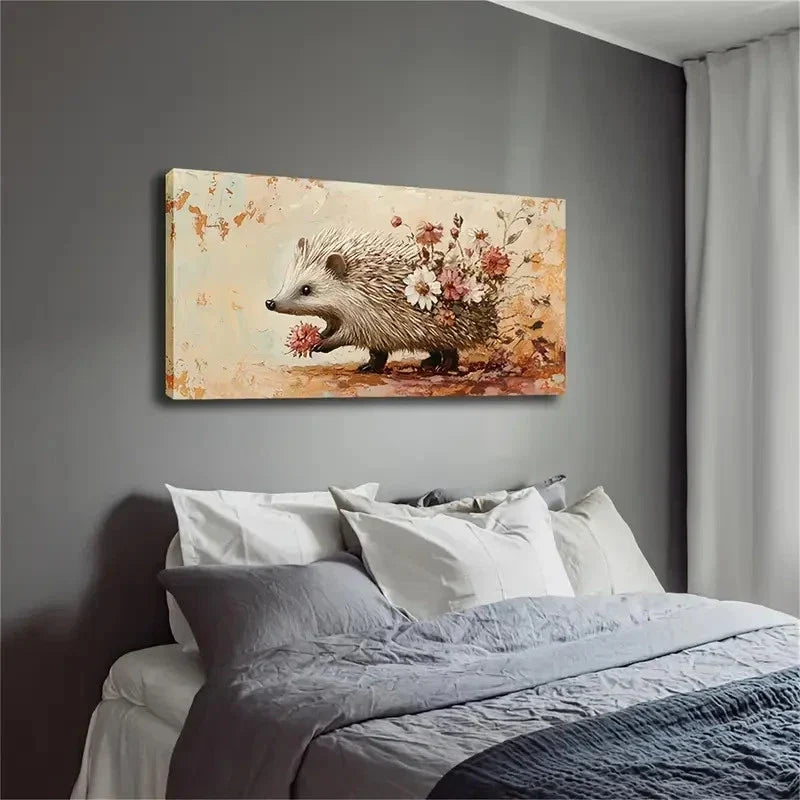 Hedgehog Paw Holding A Bunch Wall Art Canvas Office Home Room Framed 120x60cm