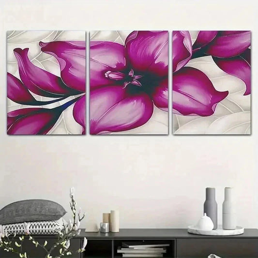 3pcs Elegant Purple Orchid with White Accents Wall Art Set Canvas Framed 40x60cm - High Quality Print 100% Australian Made Wall Canvas Ready to Hang