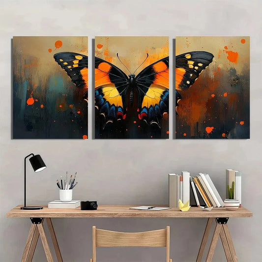 3pcs Painting Beautiful Butterfly Metal Print Ready to Hang Art