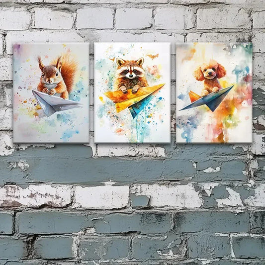 3pcs Whimsical Animal Vibrant Poodle Metal Print Ready to Hang Art