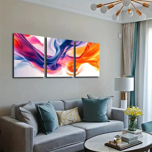 3pcs Color Smoke Paint On White Background Wall Art Set Canvas Framed 40x60cm - High Quality Print 100% Australian Made Wall Canvas Ready to Hang