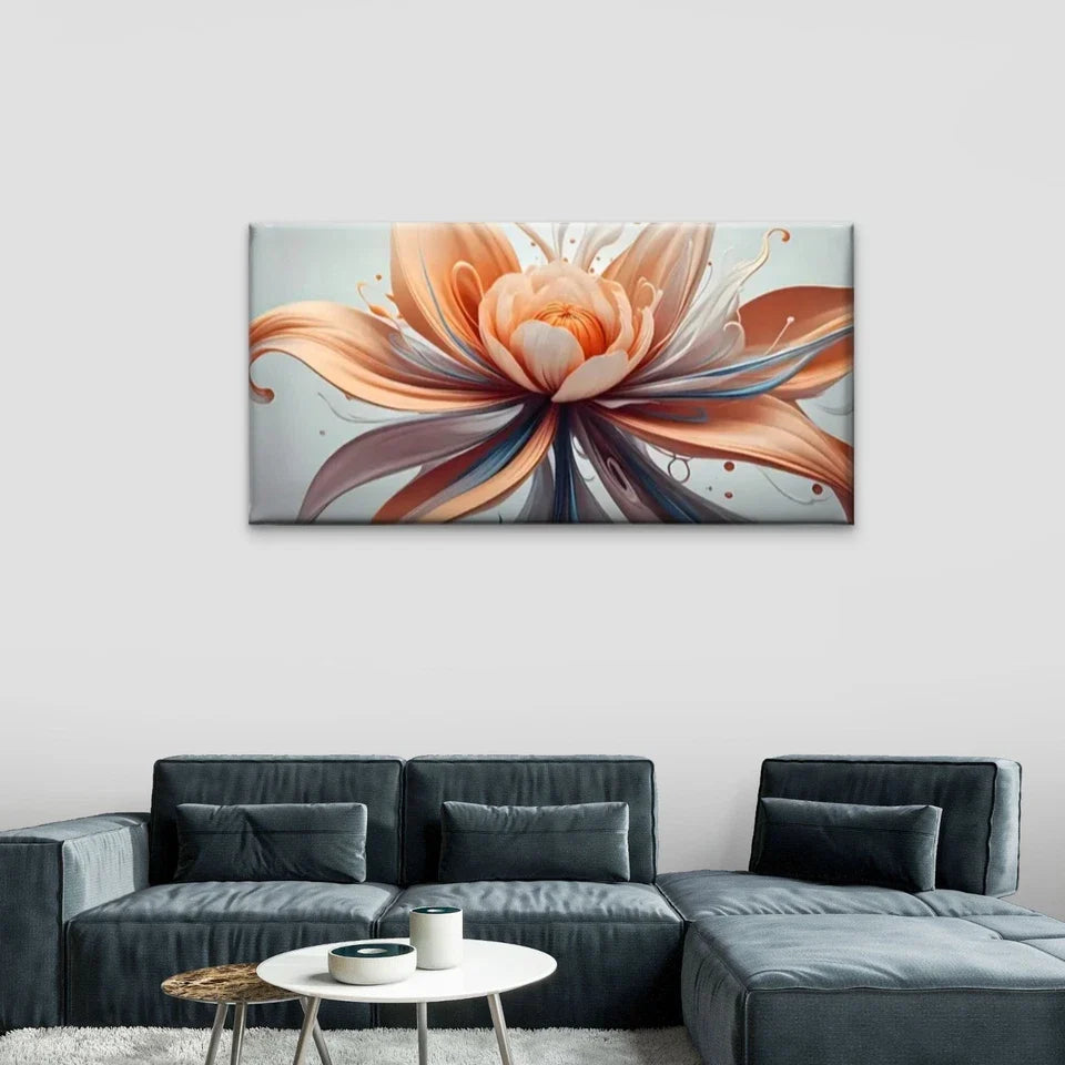 Blue & Orange Swirls Vibrant Wall Art Canvas Office Home Room Framed 80x45cm