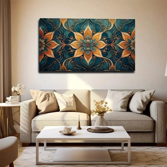 Bohemian Style Floral Wall Art Canvas Office Home Room Framed 120x60cm