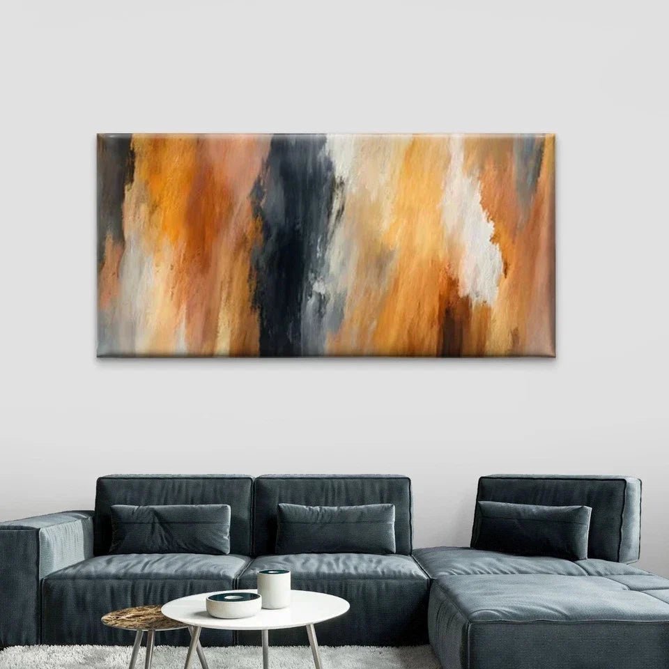 Abstract Textured Stroke Wall Art Canvas Office Home Room Framed 80x45cm