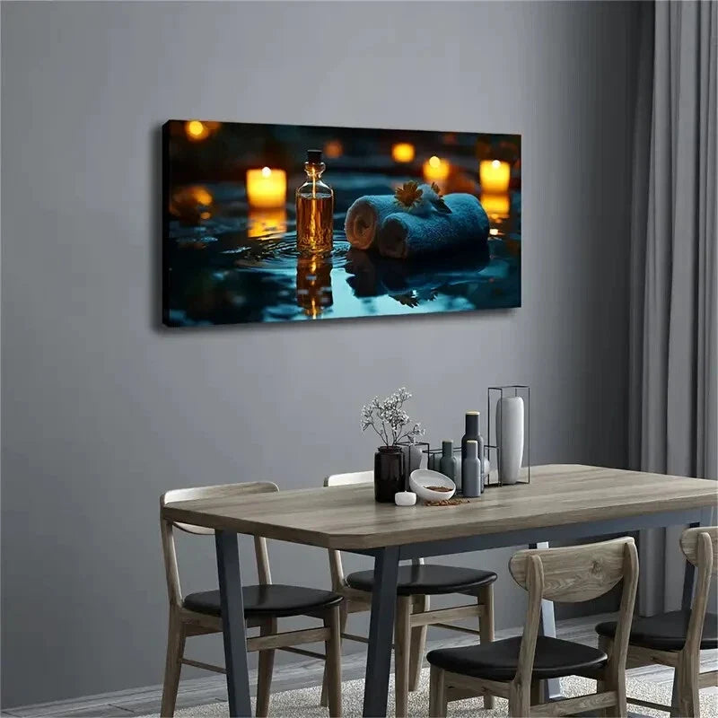 Realistic Yellow Perfume Candle Wall Art Canvas Office Home Room Framed 80x45cm