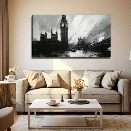 Abstract London Big Ben Wall Art Canvas Office Home Room Framed 120x60cm