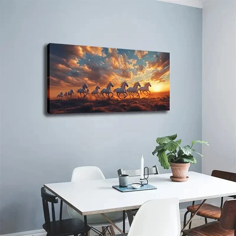 Dramatic Sunset Horseback Wall Art canvas office home room framed 120x60cm