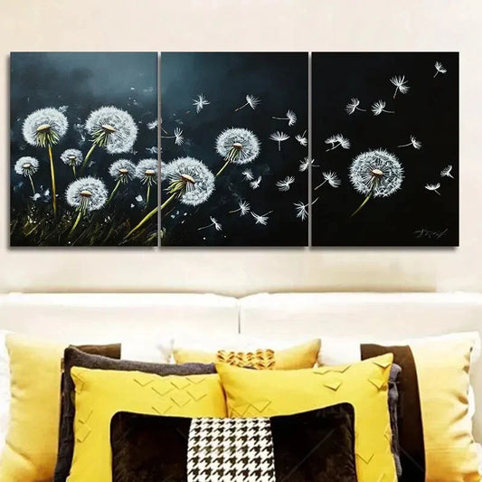 3pcs Dandelion Beauty White Nature Perfect Wall Art Set Canvas Framed 40x60cm - High Quality Print 100% Australian Made Wall Canvas Ready to Hang